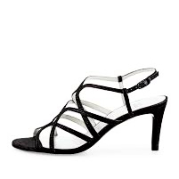 Stuart Weitzman Turning Up Black Heels Dress Sandal Luxury Designer Evening Pump - Picture 2 of 14